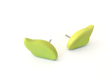 Load image into Gallery viewer, Lime Green Feather Lucite Stud Earrings