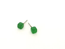 Load image into Gallery viewer, Jade Green Tiny Square Stud Earrings