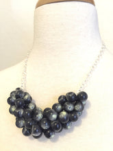 Load image into Gallery viewer, Marbled Cream &amp; Jet Black Cluster Statement Necklace
