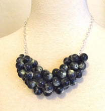 Load image into Gallery viewer, Marbled Cream &amp; Jet Black Cluster Statement Necklace
