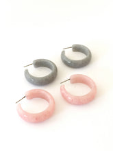Load image into Gallery viewer, Pink and Gray Granite Hoop Earrings Set - Lucite Post Earrings - Color Story Accessories Palette