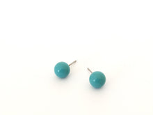 Load image into Gallery viewer, Mint Green &amp; Yellow Marbled Hoop and Stud Earrings Set | Vintage Lucite Post Earrings