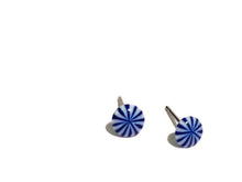 Load image into Gallery viewer, Cobalt &amp; White Tiny Starburst Disc Stud Earrings