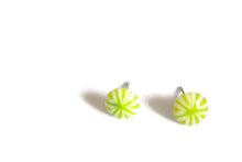 Load image into Gallery viewer, Lime Green Starburst Disc Stud Earrings