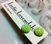 Load image into Gallery viewer, Lime Green Starburst Disc Stud Earrings