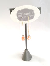 Load image into Gallery viewer, Orange Candy Stripe Drop Earrings | funky hook matte metal drops | gold or silver