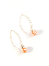 Load image into Gallery viewer, Orange Candy Stripe Drop Earrings | funky hook matte metal drops | gold or silver