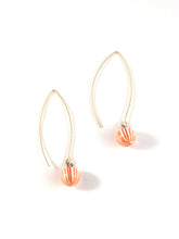 Load image into Gallery viewer, Orange Candy Stripe Drop Earrings | funky hook matte metal drops | gold or silver