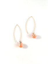Load image into Gallery viewer, Orange Candy Stripe Drop Earrings | funky hook matte metal drops | gold or silver