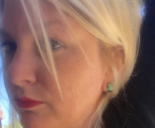 Load image into Gallery viewer, Black and Green Batik Retro Button Stud Earrings