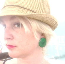 Load image into Gallery viewer, Navy Blue Lucite Large Disc Stud Earrings