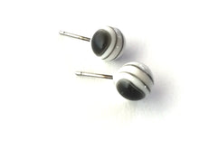 Load image into Gallery viewer, Black and White Marbled 8mm Stud Earrings