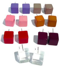Load image into Gallery viewer, Rose Pink Jumbo Cube Stud Earrings
