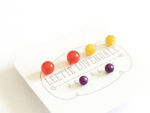 Load image into Gallery viewer, Tomato Red Yellow &amp; Moonglow Purple Tiny Stud Earring Set