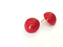 Load image into Gallery viewer, Cherry Red Retro Button Studs Lucite Earrings