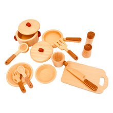 Load image into Gallery viewer, **Pre-order (Ships in 1-2 Weeks)**15 Pcs Wooden Kitchen Cookware Playset