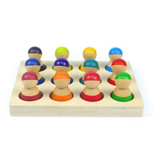 Load image into Gallery viewer, **Pre-order (Ships in 2-3 Weeks)**12 Pcs Rainbow Peg Doll People with Tray in Primary Colors
