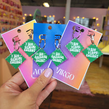 Load image into Gallery viewer, Green Zodiac Engraved Earrings