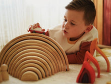 Load image into Gallery viewer, 12 Pcs Pine Wood Natural Wooden Large Rainbow Stacking Blocks