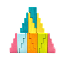 Load image into Gallery viewer, 12-Piece Stained Stepped Roof Building Block Set — Pastel / Macaron Colors