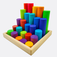 Load image into Gallery viewer, 25 Pcs STAINED Large Building Rollers Rainbow with Storage Tray