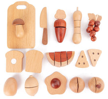 Load image into Gallery viewer, 30 Pcs Wooden Fruits and Vegetables Cutting Playset