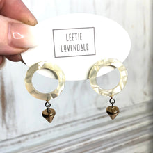Load image into Gallery viewer, Gold Spike Drop &amp; Shell Quilted Lucite Donut Drop Earrings