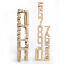 Load image into Gallery viewer, 32 Pcs Wooden Math Number Building Blocks Set with Tray