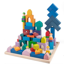 Load image into Gallery viewer, 54 Pcs STAINED Arabian 1001 Nights Inspired Wooden Building Blocks Set with Tray