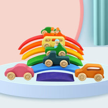 Load image into Gallery viewer, 6 Pcs Wooden Rainbow Bridge Stacking Building Blocks