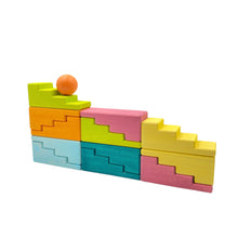 Load image into Gallery viewer, 12-Piece Stained Stepped Roof Building Block Set — Pastel / Macaron Colors