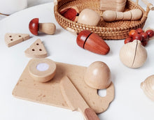 Load image into Gallery viewer, 30 Pcs Wooden Fruits and Vegetables Cutting Playset
