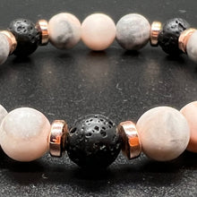 Load image into Gallery viewer, Pink Zebra Jasper Lava Stone Copper Triple Strength Bracelet
