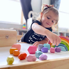 Load image into Gallery viewer, **Pre-order (Ships in 1-2 Weeks)**16 Pcs Wooden Stone Balancing Stacking Blocks in Pastel/Macaron Colors