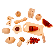 Load image into Gallery viewer, 30 Pcs Wooden Fruits and Vegetables Cutting Playset