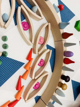 Load image into Gallery viewer, **Pre-order (Ships in 2-3 Weeks)**42-Piece Combination Set – 12 Large &amp; 30 Mini Curved Natural Wooden Building Blocks