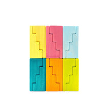 Load image into Gallery viewer, 12-Piece Stained Stepped Roof Building Block Set — Pastel / Macaron Colors