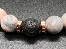 Load image into Gallery viewer, Pink Zebra Jasper Lava Stone Copper Triple Strength Bracelet