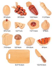 Load image into Gallery viewer, 30 Pcs Wooden Fruits and Vegetables Cutting Playset
