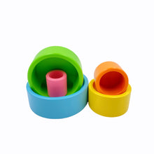 Load image into Gallery viewer, 5 Pcs Wooden Stacking Nesting Cup Bowl Set in Pastel/Macaron Color