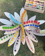 Load image into Gallery viewer, **Pre-order (Ships in 2-3 Weeks)**24 Pcs Natural Wooden Petal Mandala Platforms with Storage Tray