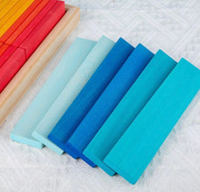 Load image into Gallery viewer, **Pre-order (Ships in 2-3 Weeks)**64 PCS STAINED Large Wooden Rainbow Building Slats with Storage Tray