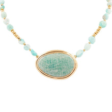 Load image into Gallery viewer, Impressions of Blue Amazonite Golden Freeform Necklace