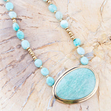 Load image into Gallery viewer, Impressions of Blue Amazonite Golden Freeform Necklace