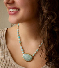 Load image into Gallery viewer, Impressions of Blue Amazonite Golden Freeform Necklace