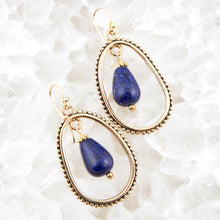 Load image into Gallery viewer, Inline Blue Lapis Drop Golden Earrings