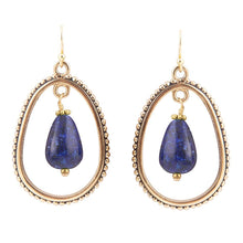 Load image into Gallery viewer, Inline Blue Lapis Drop Golden Earrings