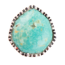 Load image into Gallery viewer, Intricate Green Turquoise and Sterling Silver Ring