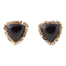 Load image into Gallery viewer, Jacquard Black Onyx Golden Earrings