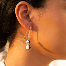 Load image into Gallery viewer, Agate Black and White Neutrals Golden Drop Earrings